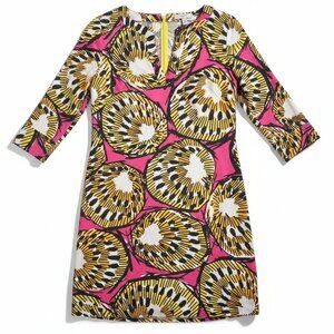 J.Crew Retro Pop Art Tunic Dress Pink Cotton Shift Mini Size XS